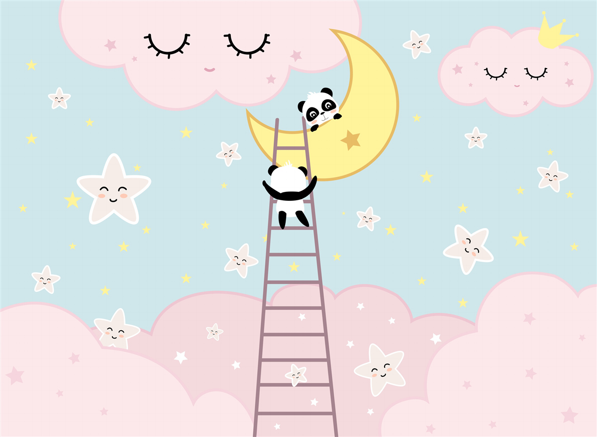 Fototapeten Panda klettert den Mond