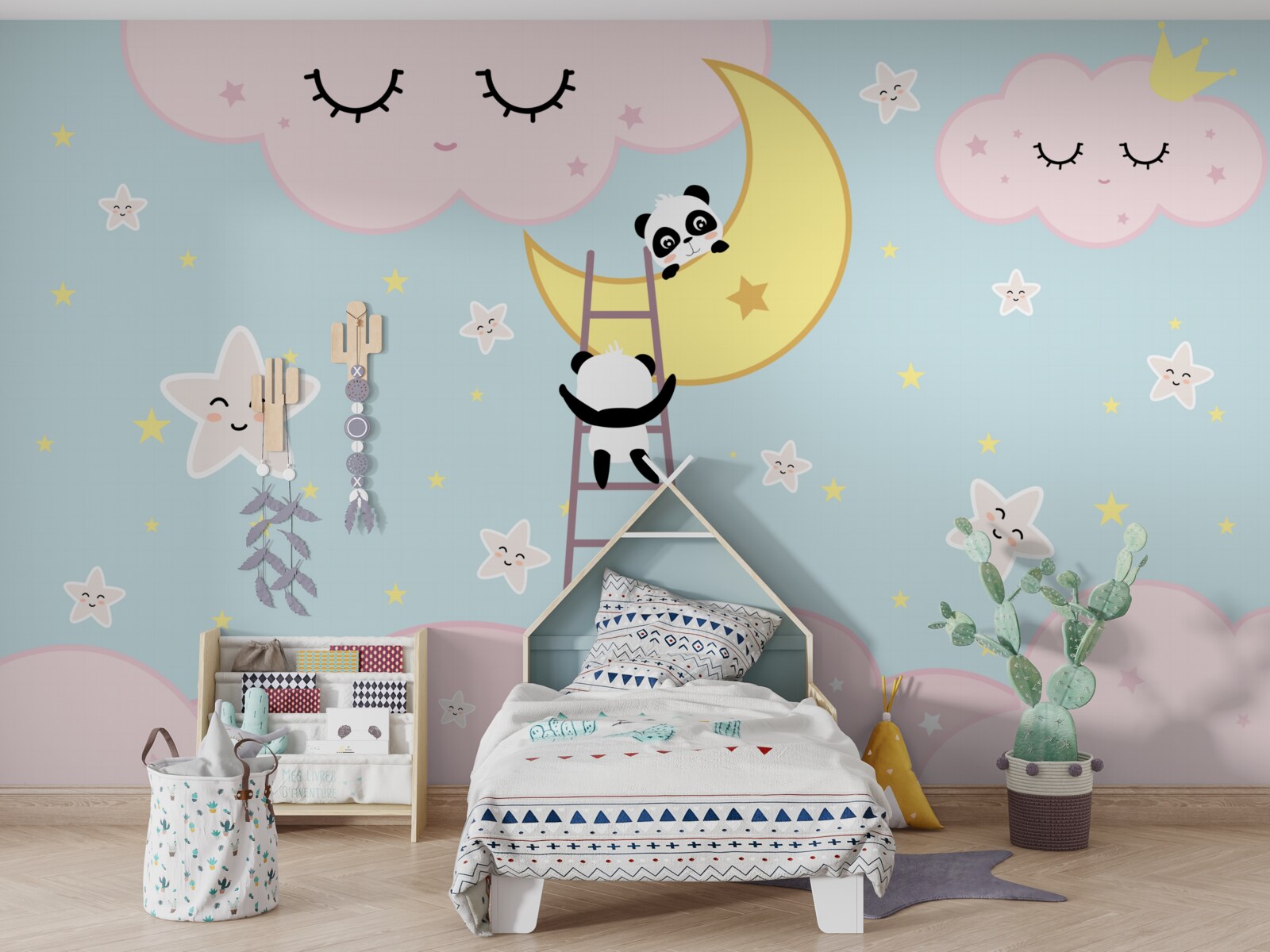 Fototapeten Panda klettert den Mond