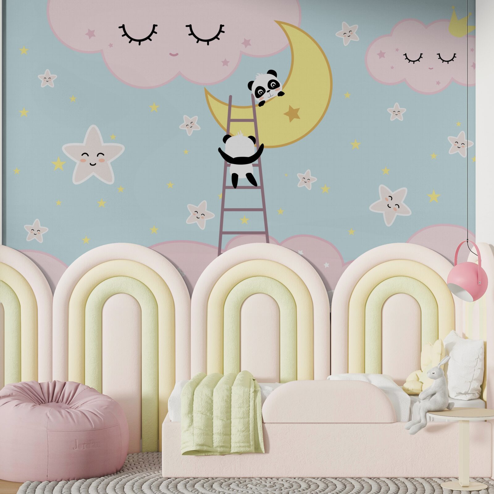 Fototapeten Panda klettert den Mond