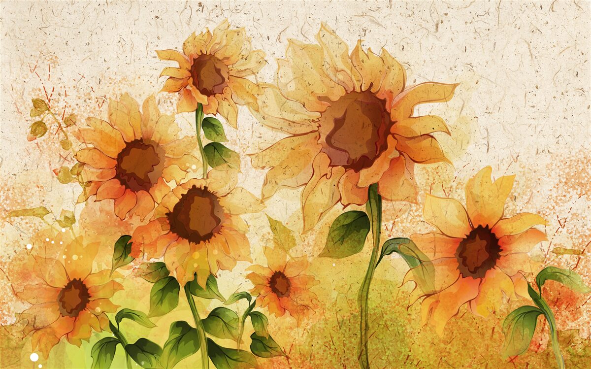 Fototapeten Goldene Sonnenblumen anregen