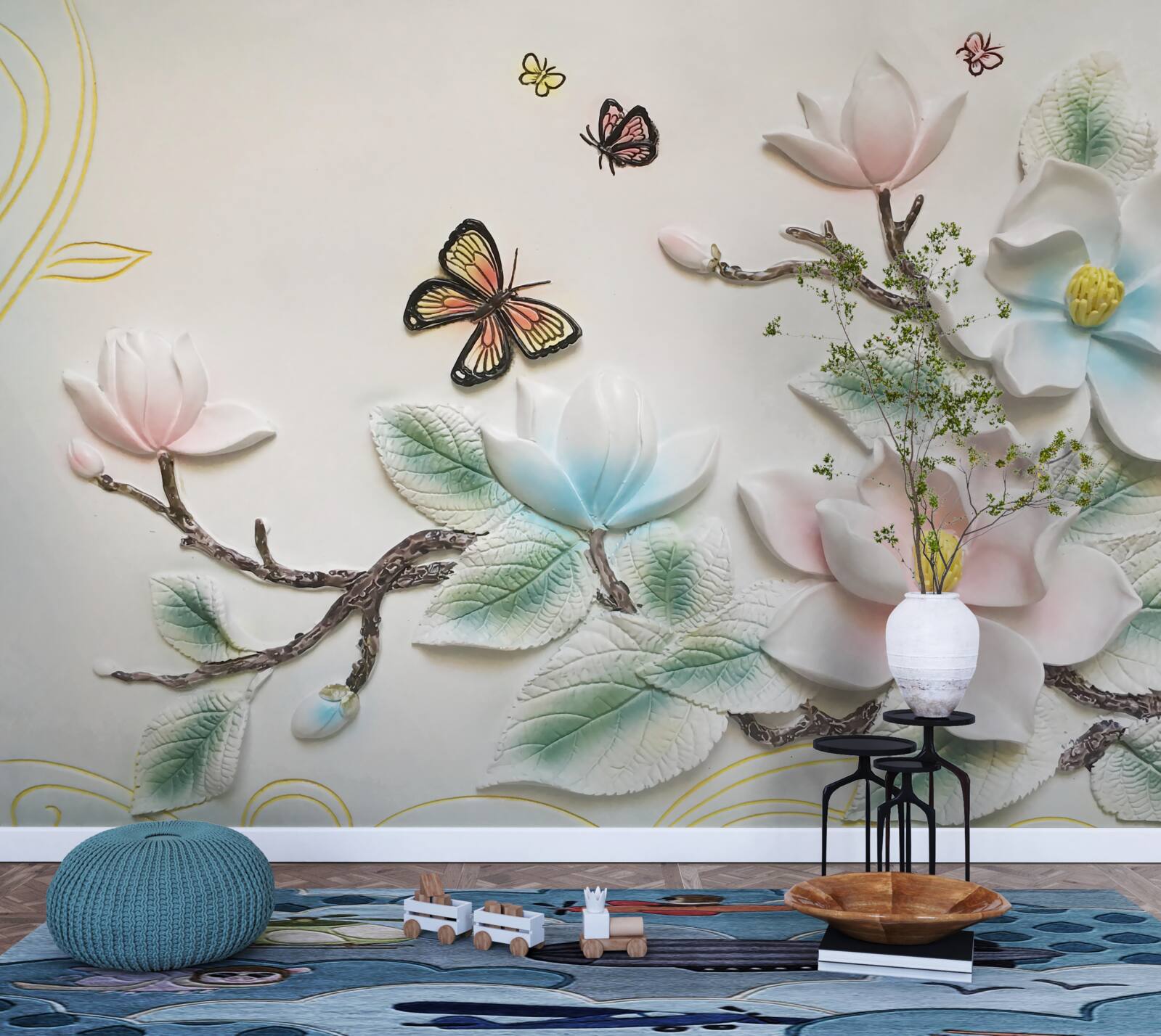 Fototapeten Magnolia hat seine Blüten vor den Motten geöffnet