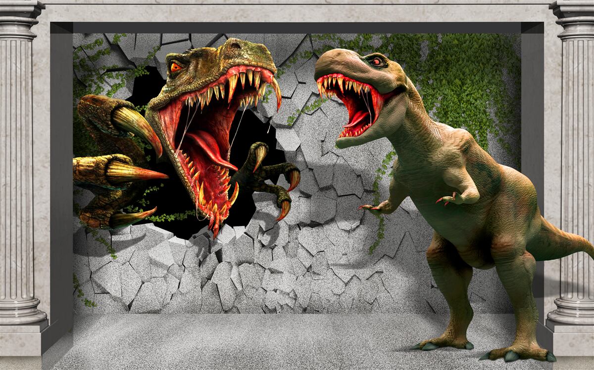 Fototapeten Dinosaurier mit aggressivem Verhalten