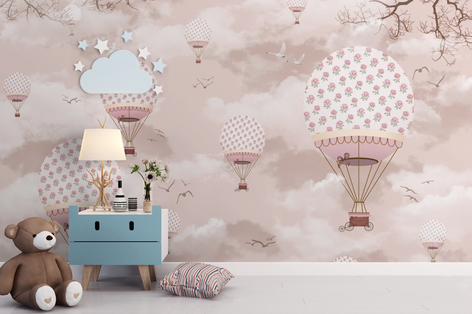 Fototapeten Ballonflug zwischen Wolken