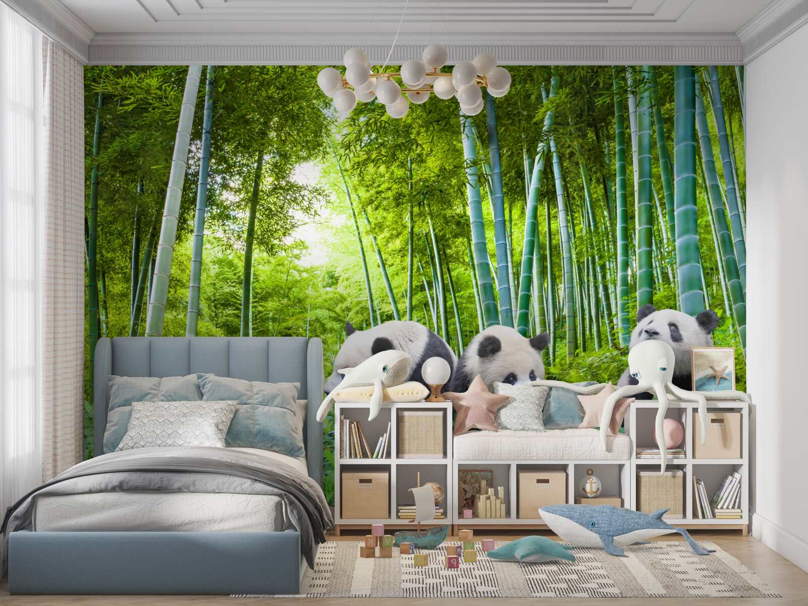 Fototapeten Bambuswald voller Panda