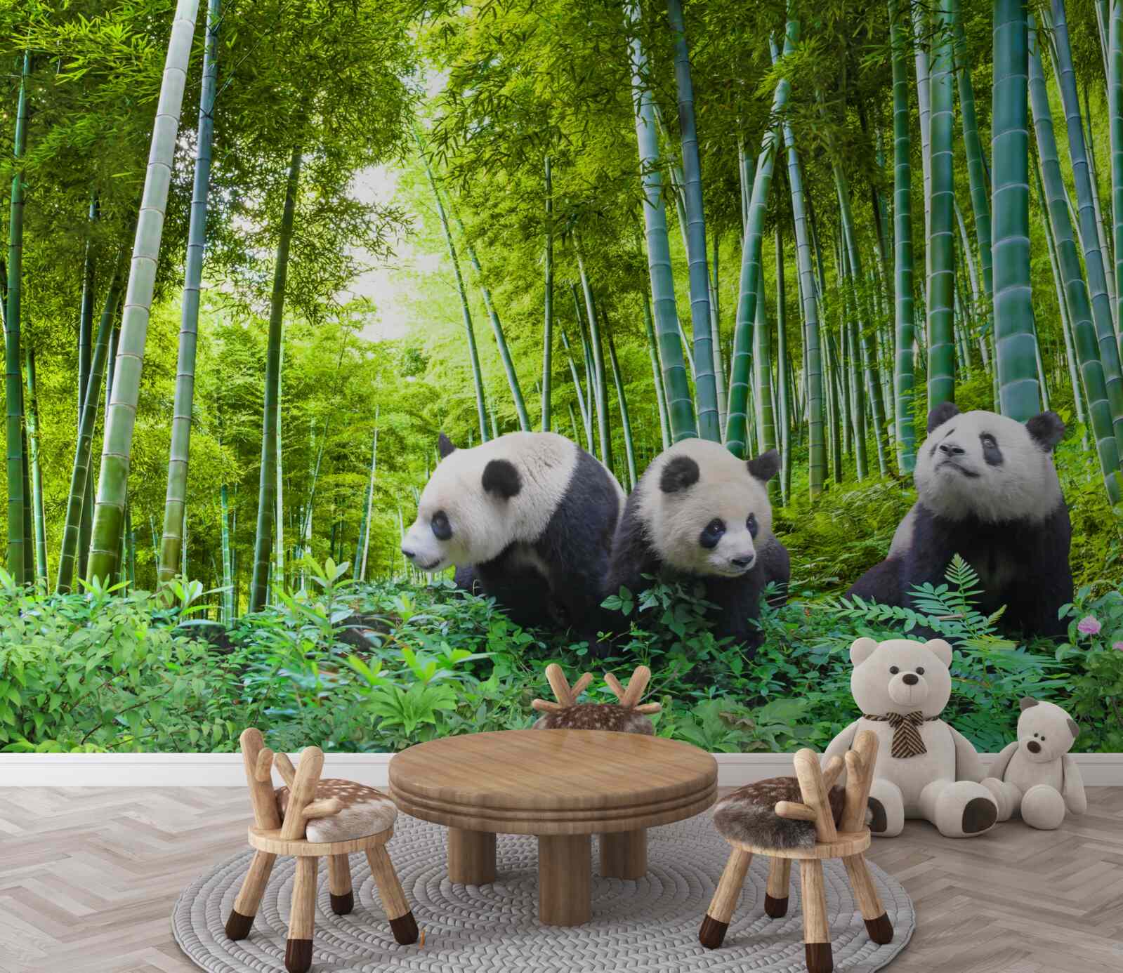 Fototapeten Bambuswald voller Panda