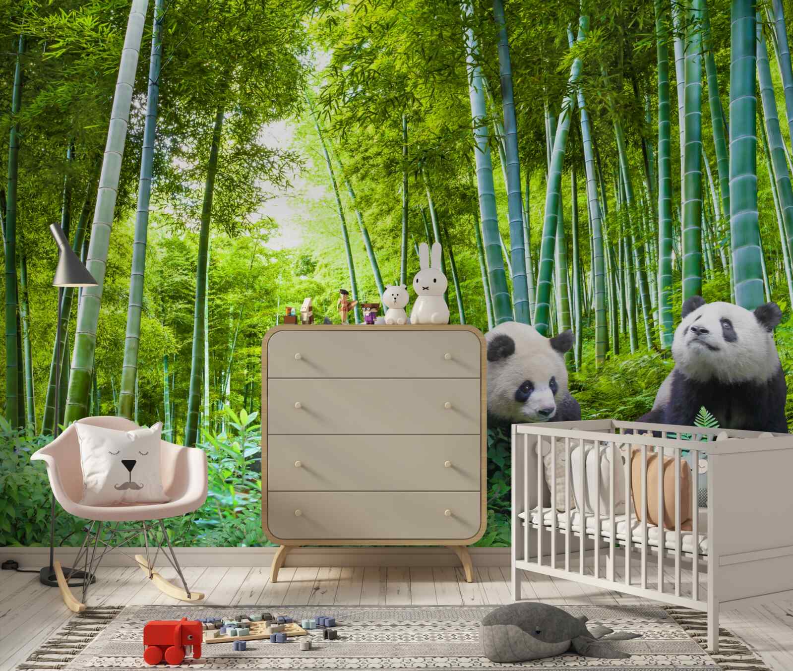 Fototapeten Bambuswald voller Panda