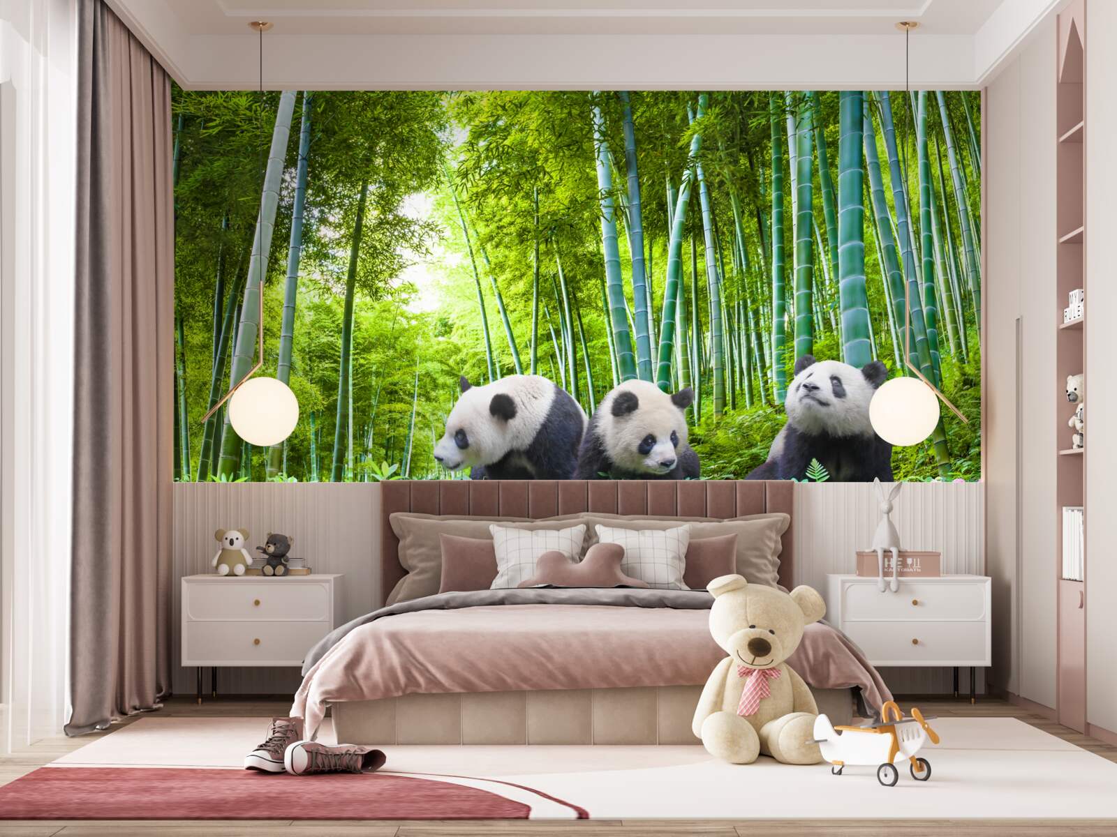 Fototapeten Bambuswald voller Panda