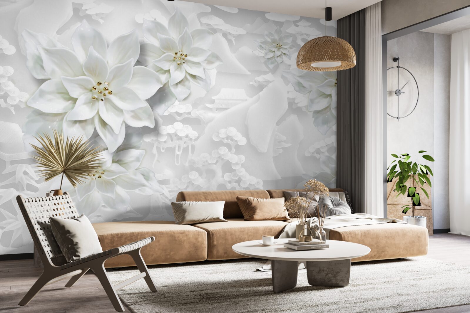 Fototapeten Weißer Lotus auf einem weißen Hintergrund