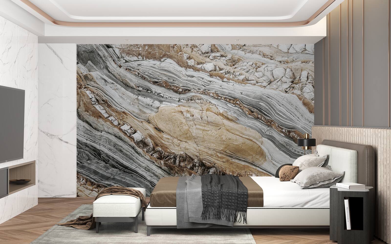 Fototapeten 3D -Rock -Graffiti an den Wänden