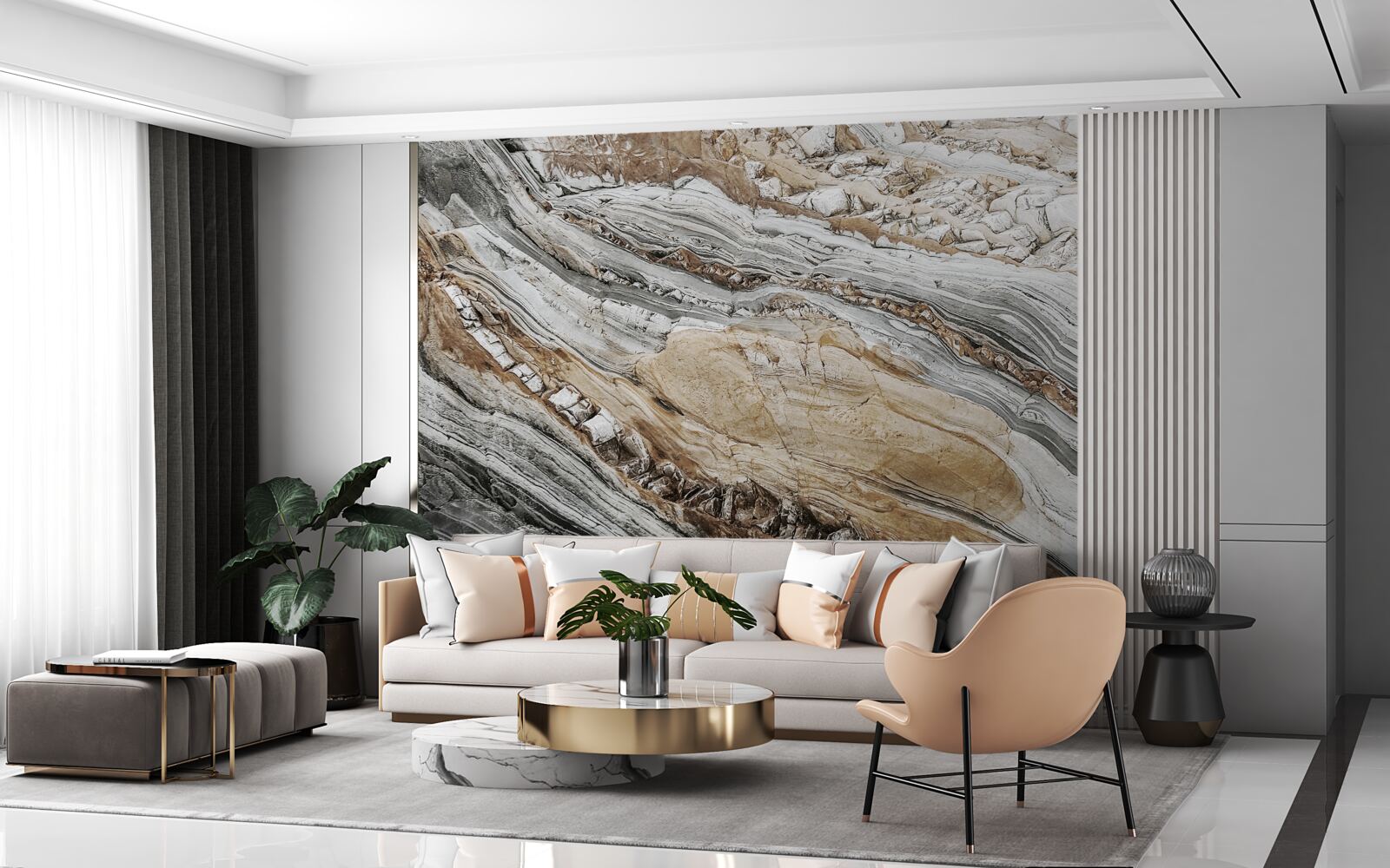 Fototapeten 3D -Rock -Graffiti an den Wänden