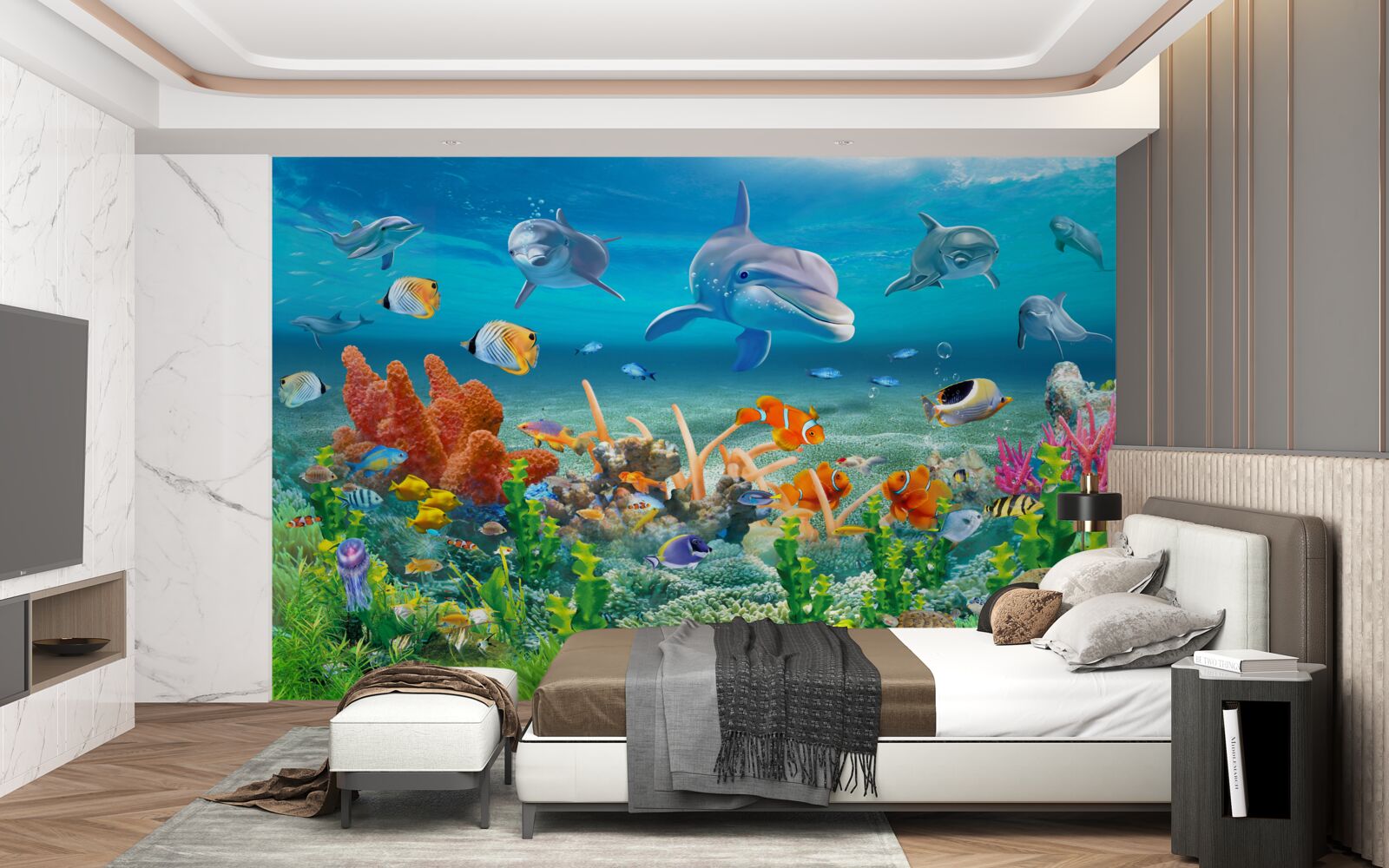 Fototapeten Aquarium, Aquarium mit einem Wasserökosystem, in dem frisches Wasser bleibt
