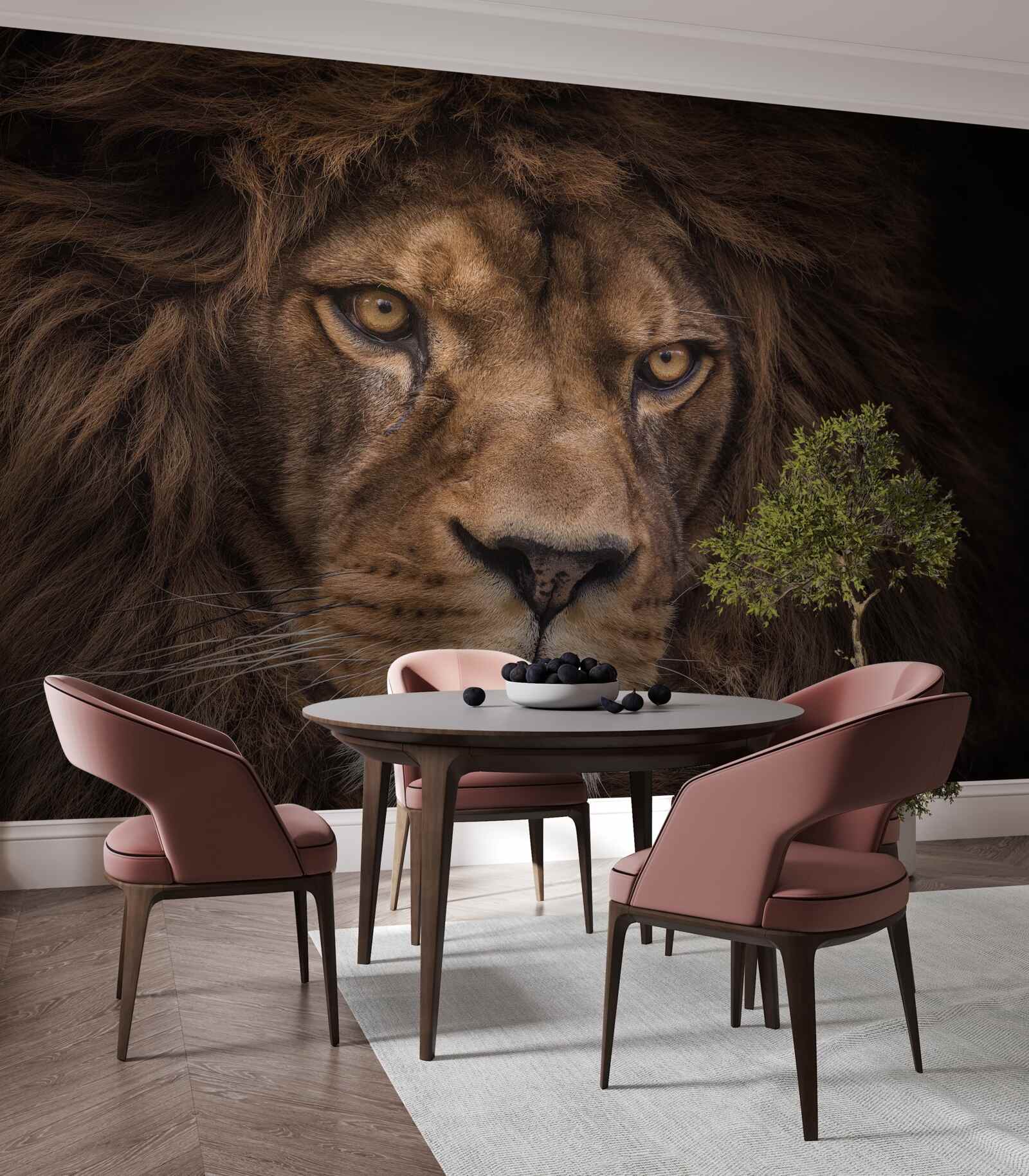 Fototapeten Wand und Löwe