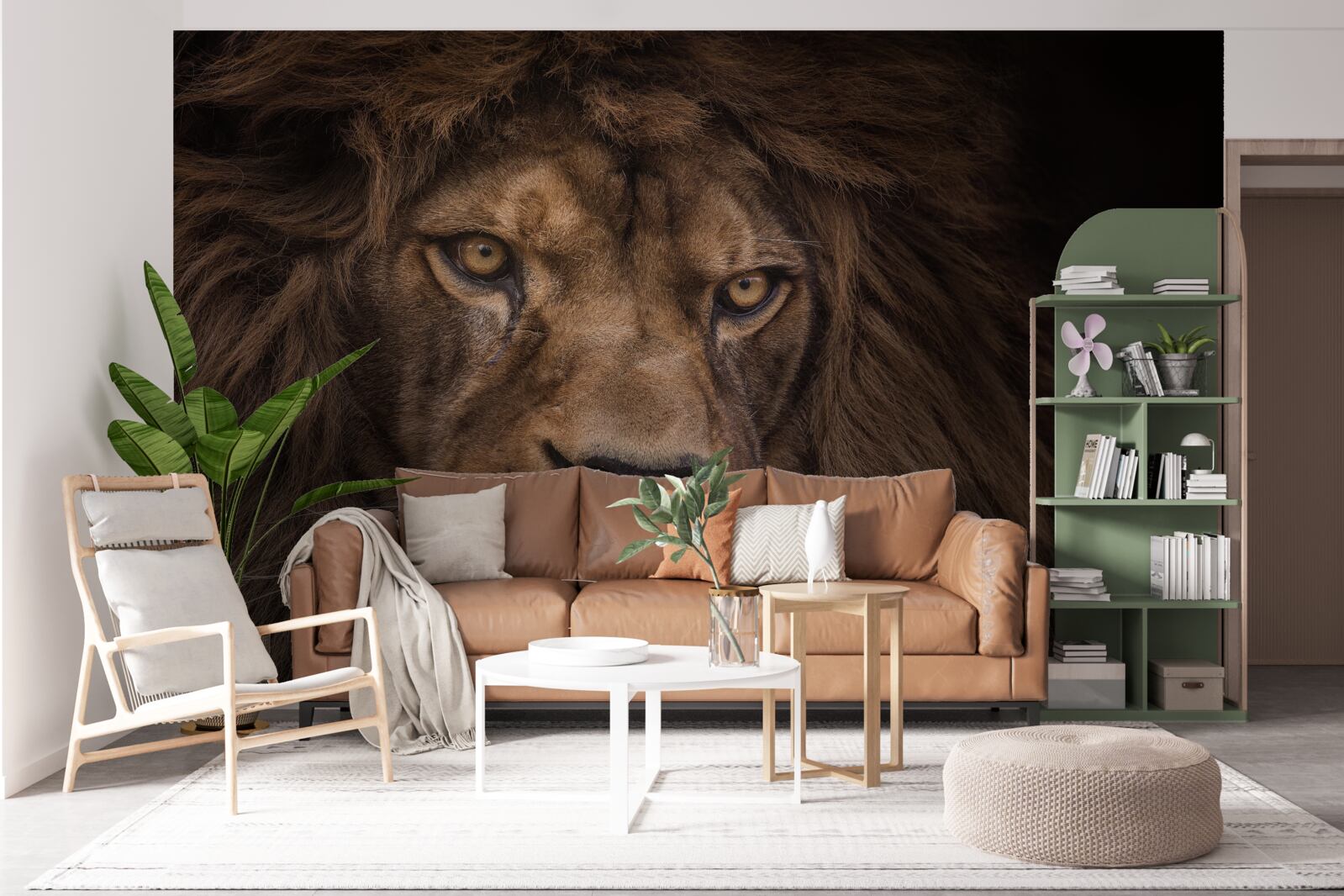 Fototapeten Wand und Löwe