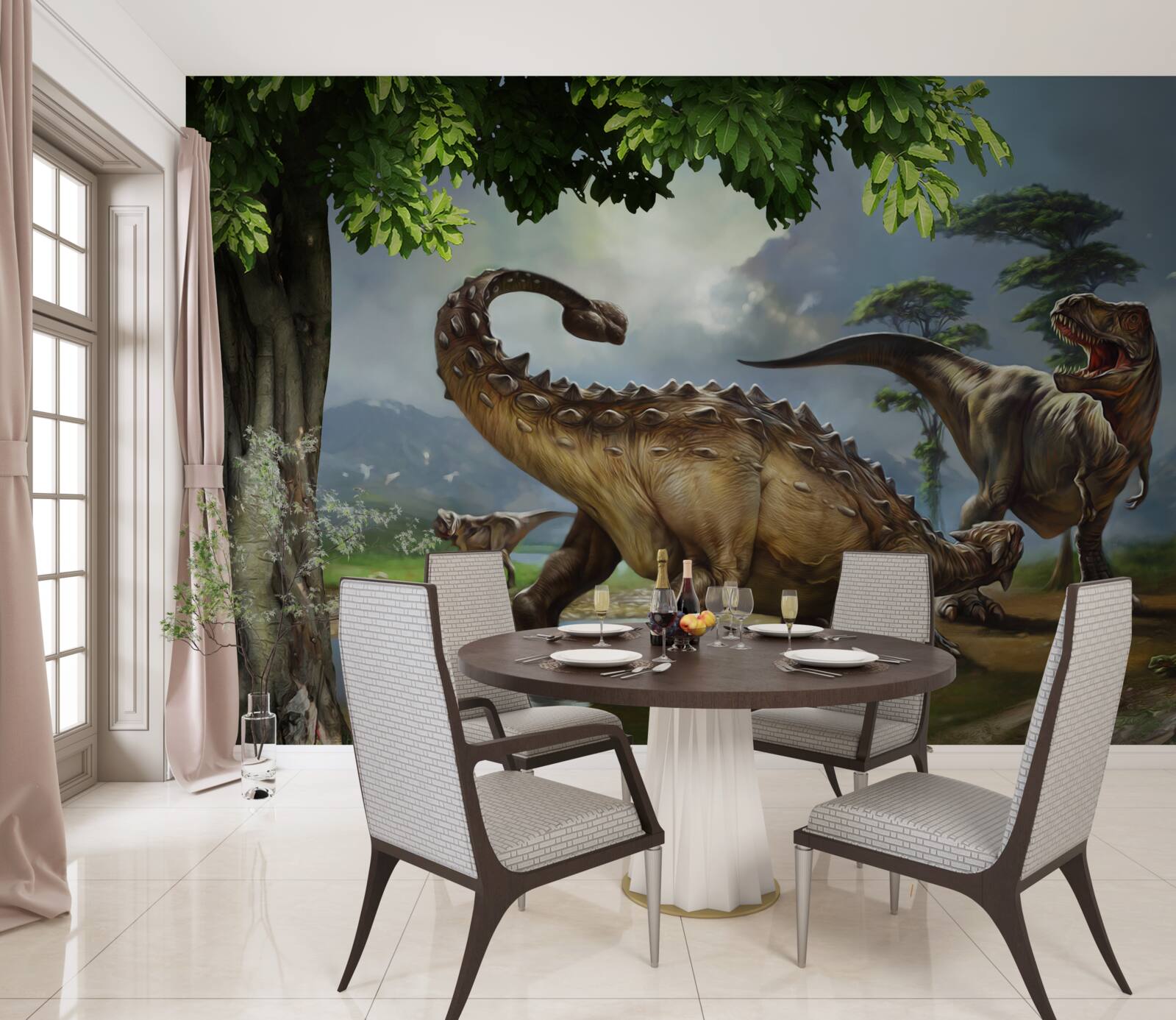 Fototapeten Wandbild, Dinosaurier und Wand