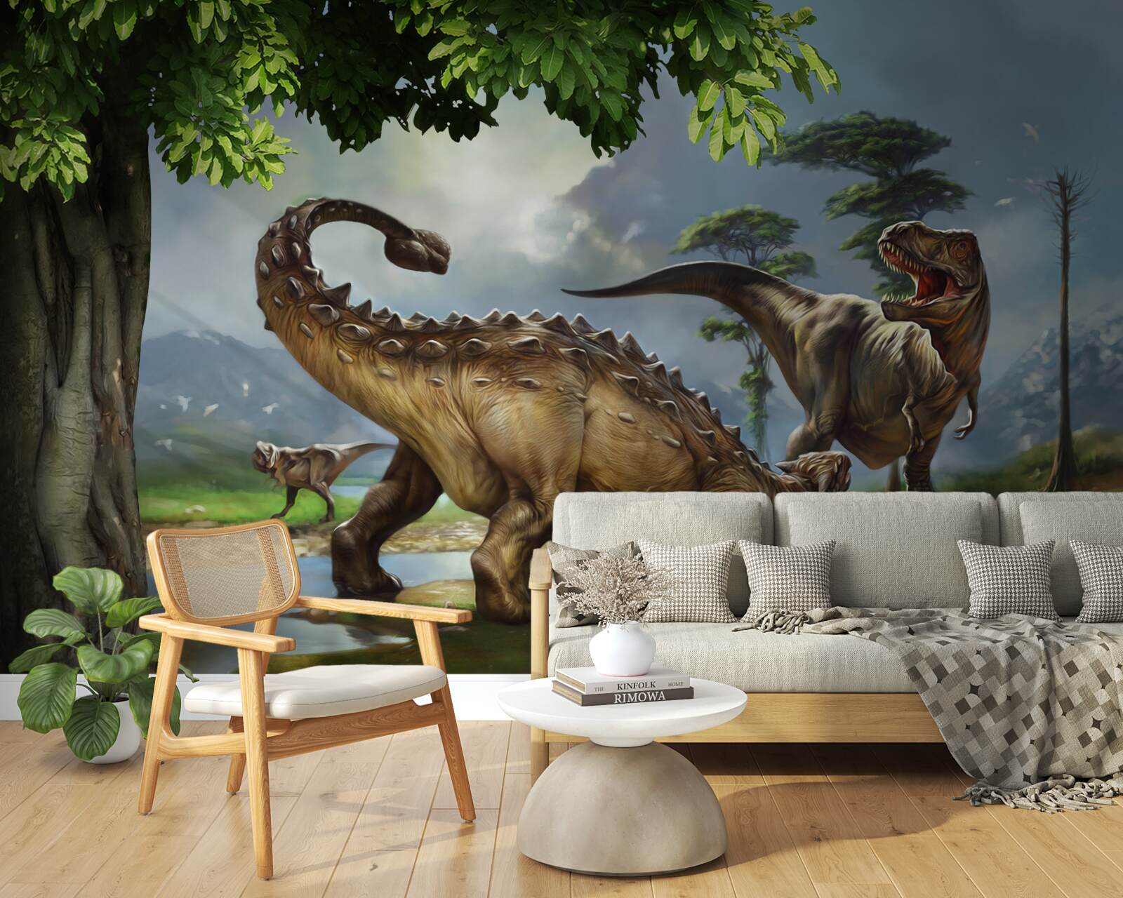 Fototapeten Wandbild, Dinosaurier und Wand