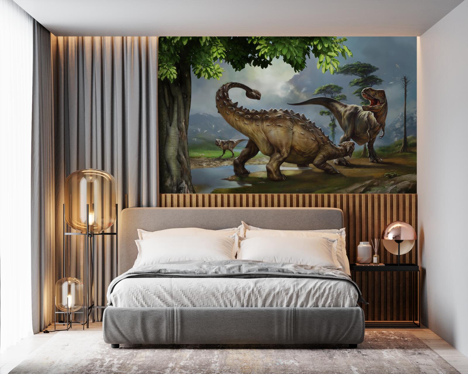 Fototapeten Wandbild, Dinosaurier und Wand