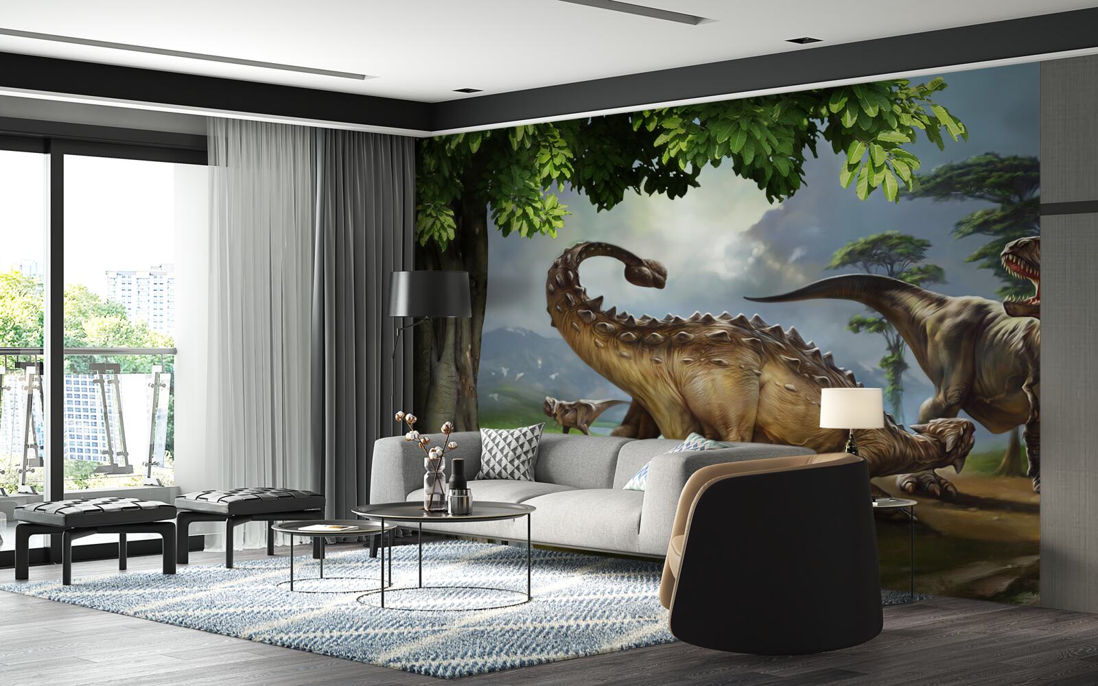 Fototapeten Wandbild, Dinosaurier und Wand