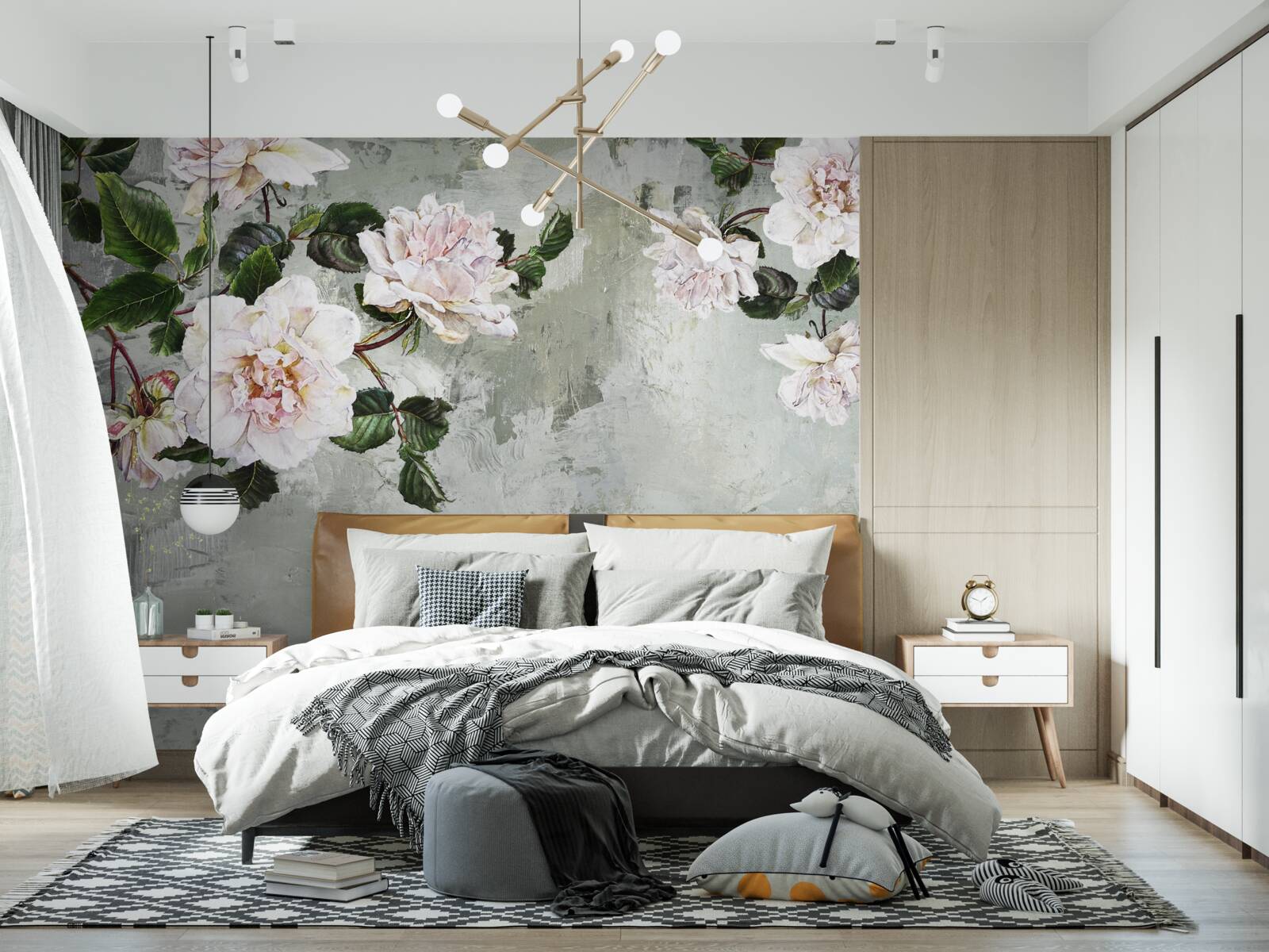 Fototapeten Blume in der Nähe der Wand