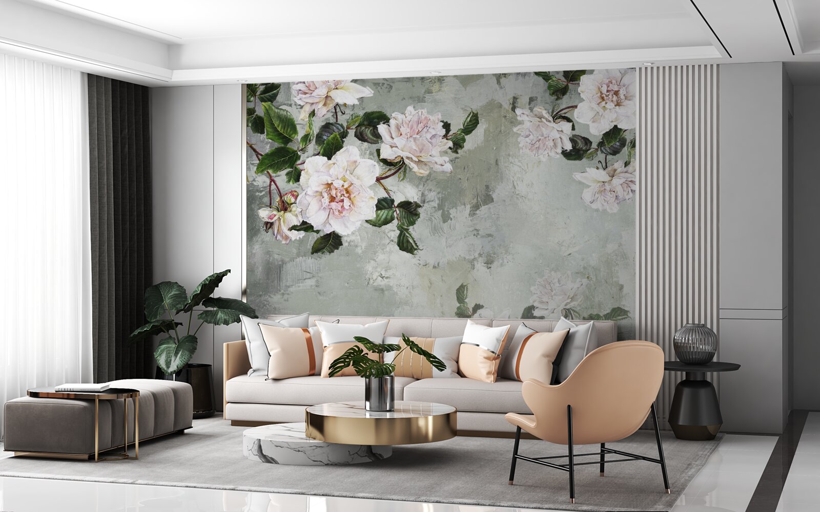Fototapeten Blume in der Nähe der Wand