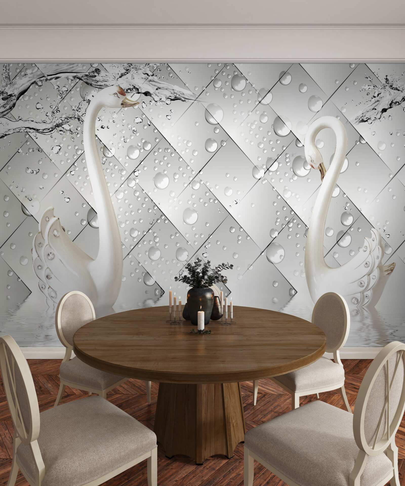 Fototapeten Weiße Wand und Tapete
