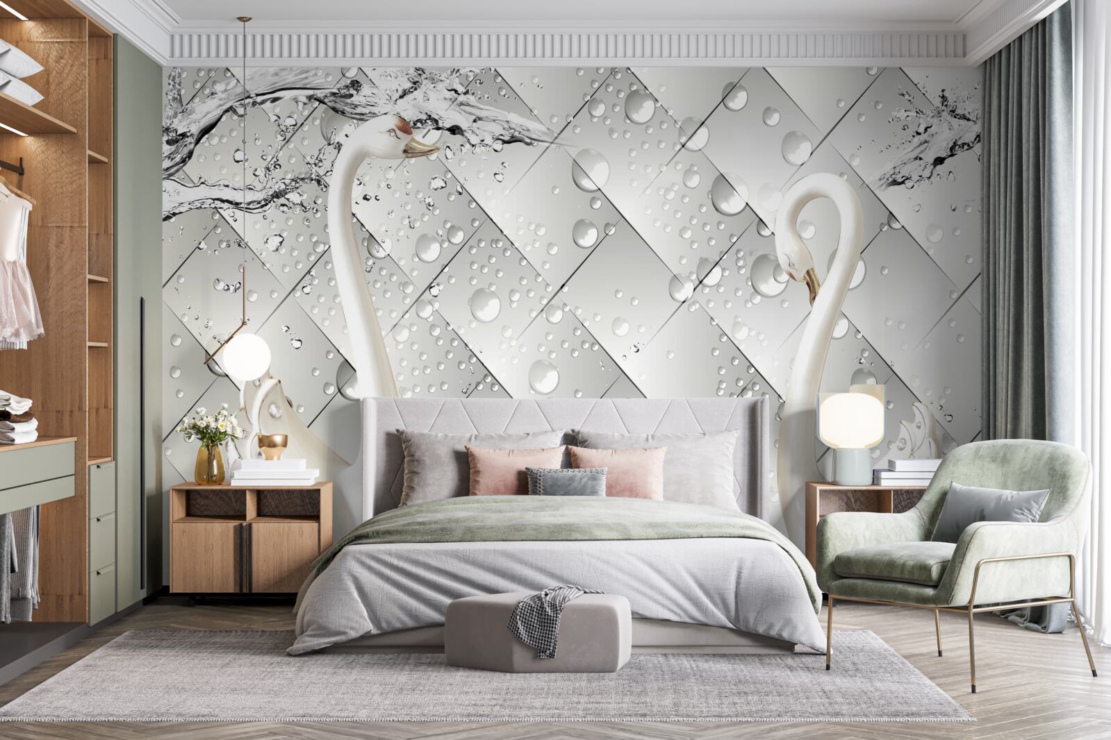 Fototapeten Weiße Wand und Tapete