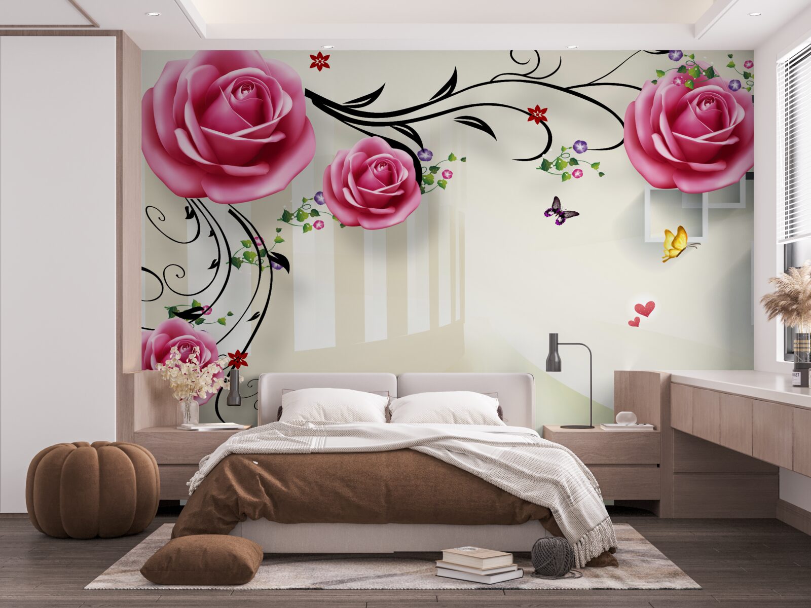 Fototapeten Rosa und Wand