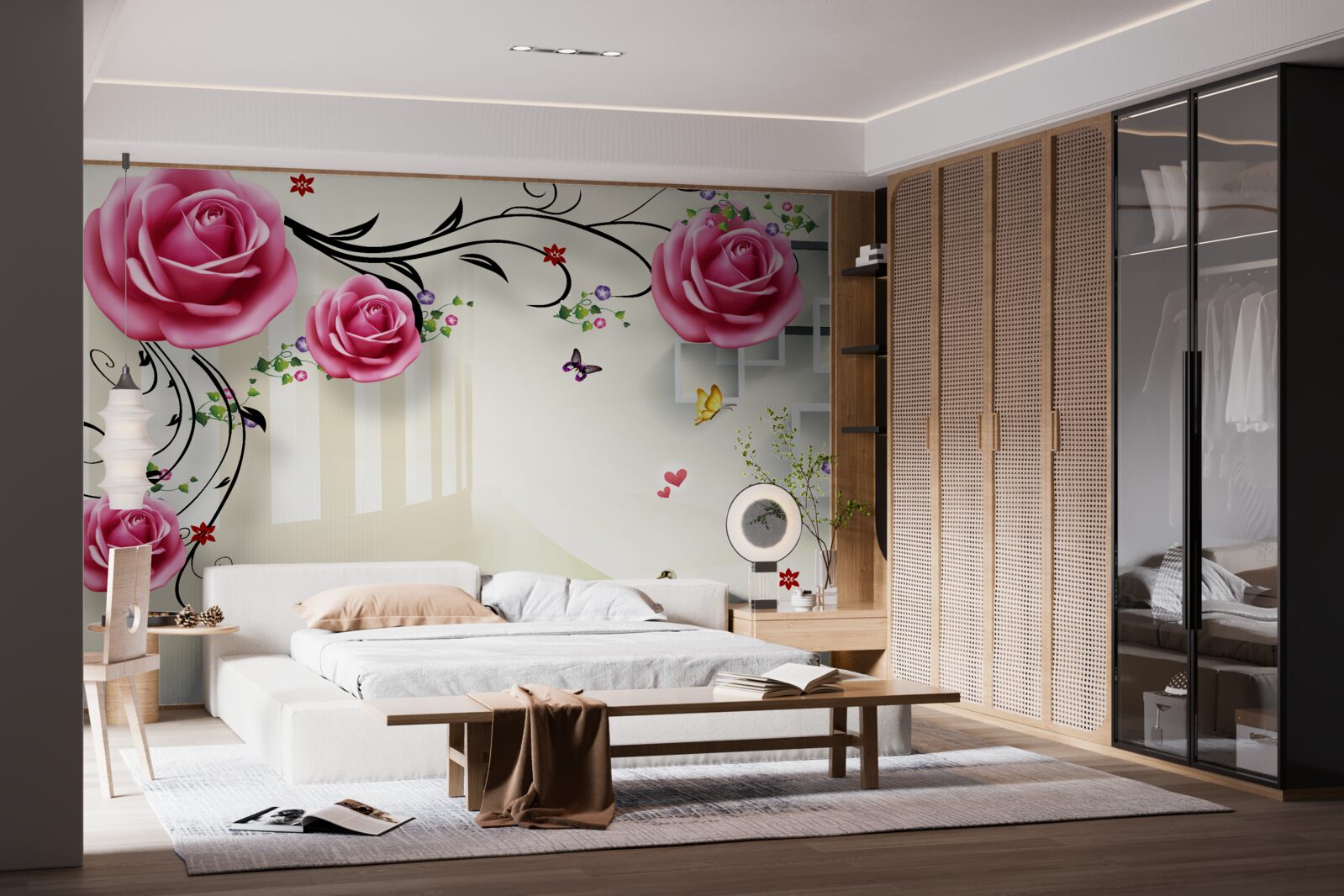 Fototapeten Rosa und Wand