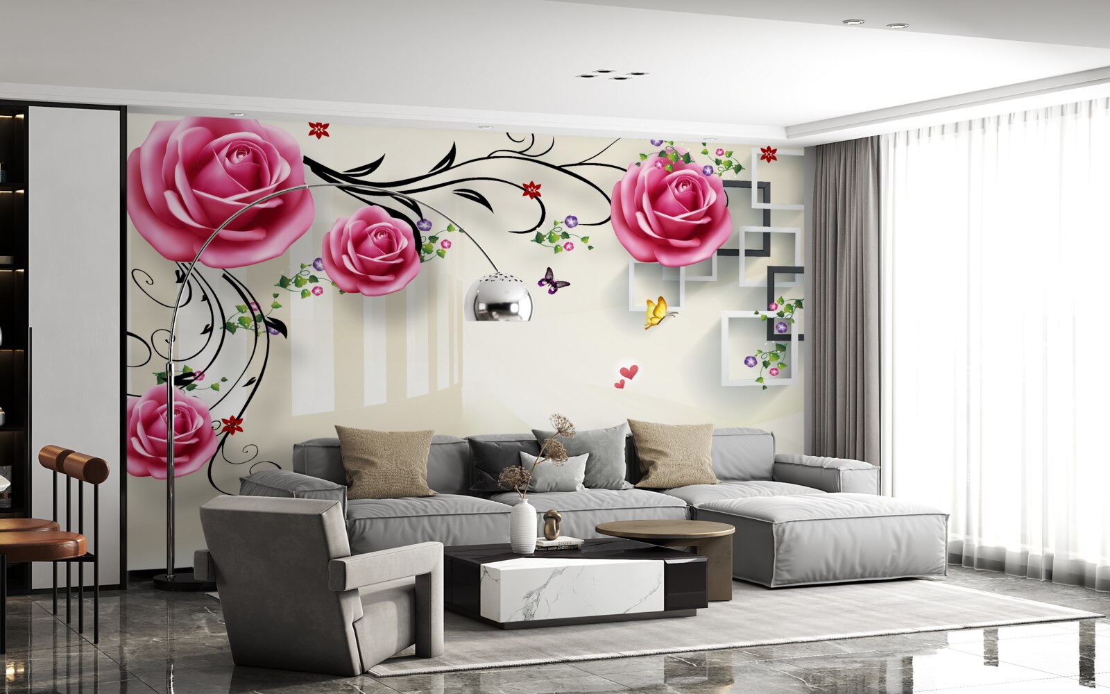 Fototapeten Rosa und Wand