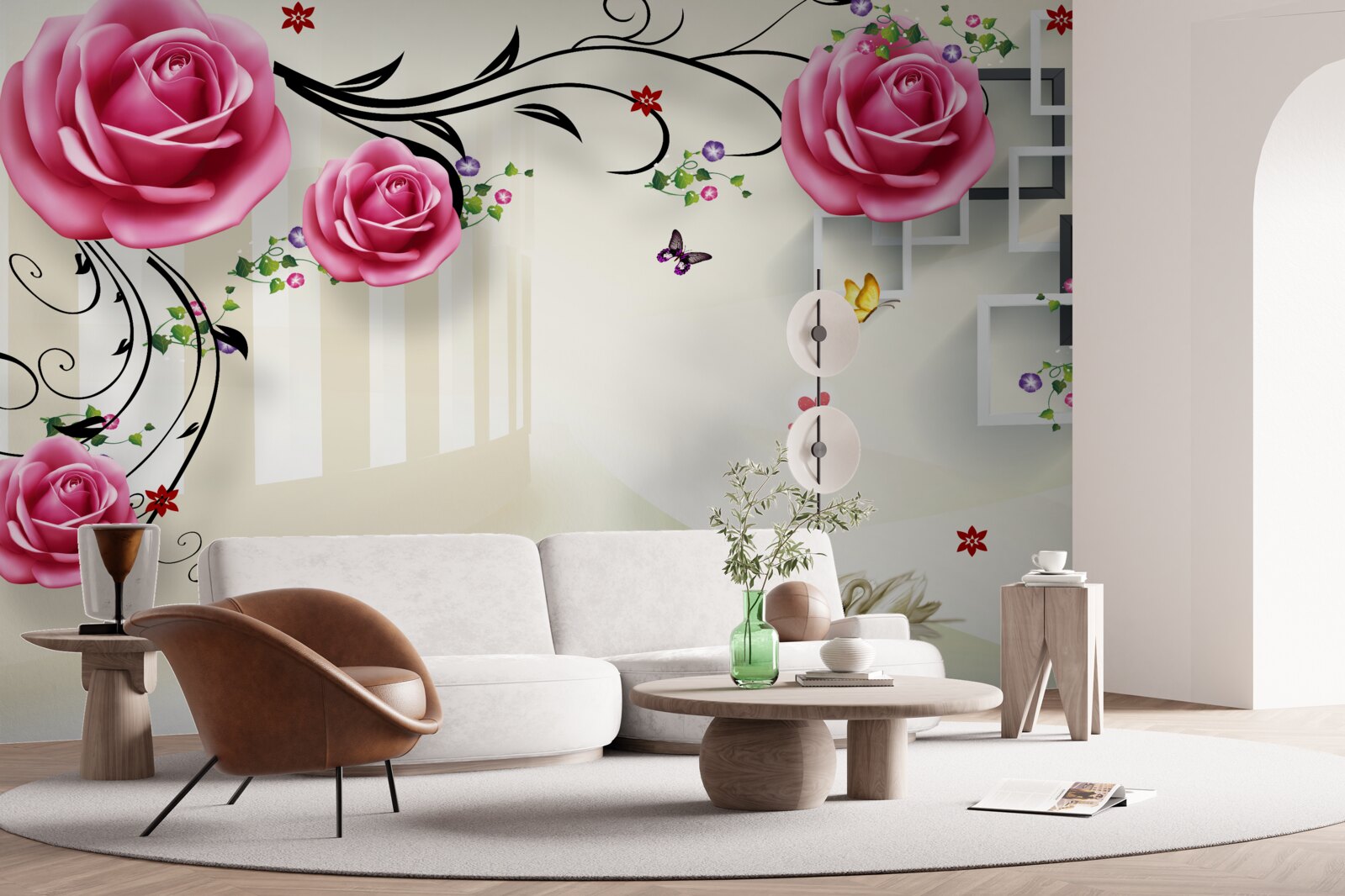Fototapeten Rosa und Wand