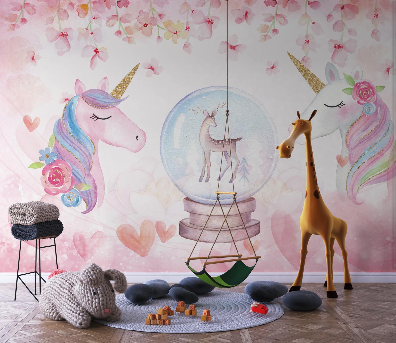 Fototapeten Es gibt Einhörner im Kinderzimmer