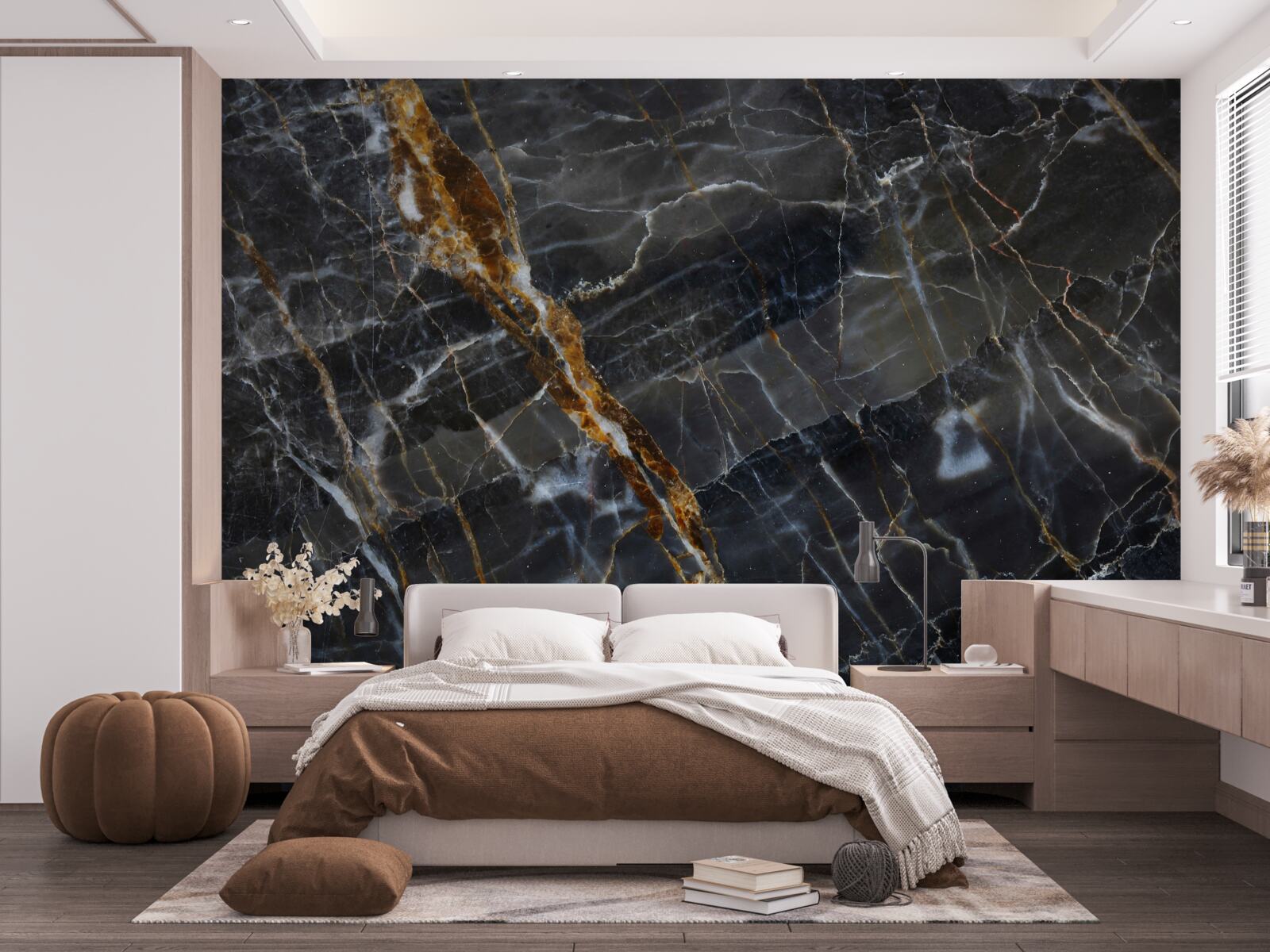 Fototapeten Marmor in Schwarz und Gold gestrichen