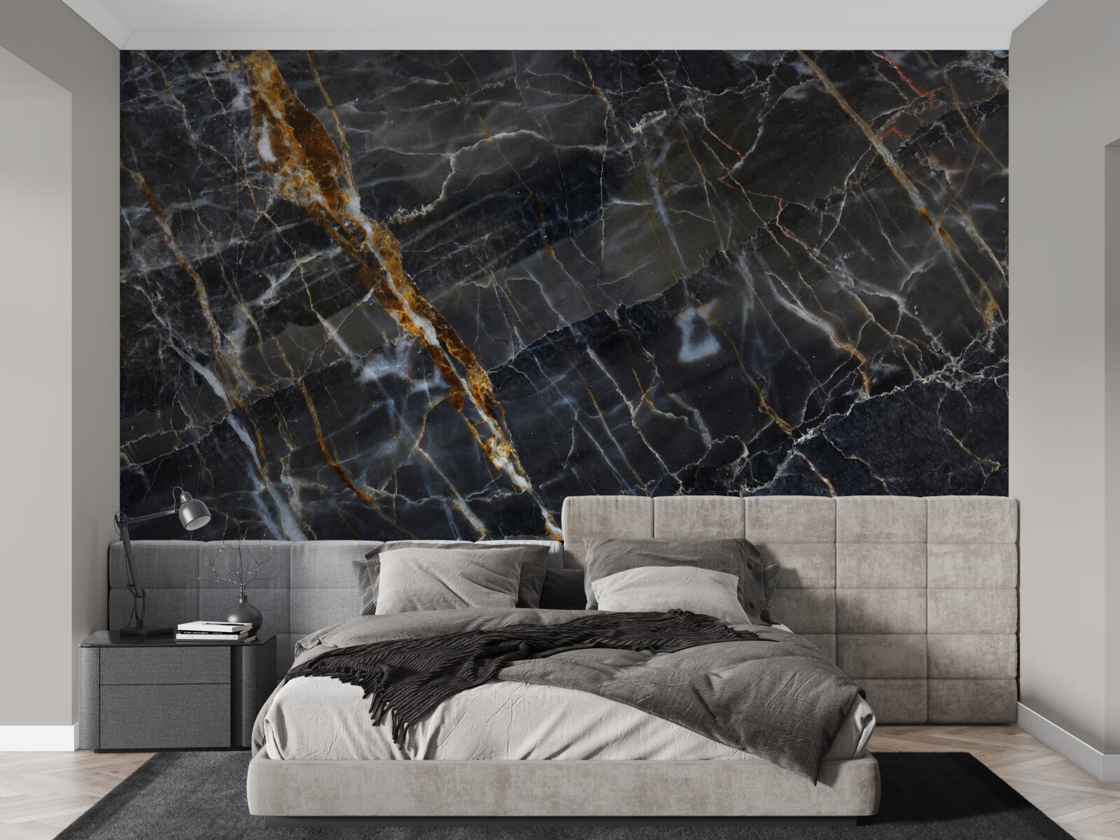 Fototapeten Marmor in Schwarz und Gold gestrichen