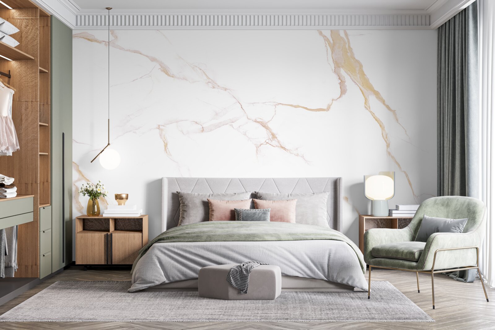Fototapeten mit Marmor in Weiß und Beige