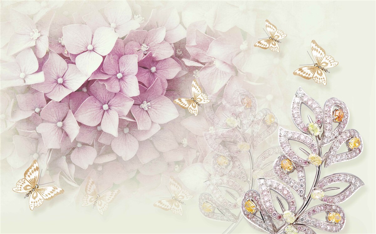 Fototapeten Schmetterlinge und Rosenknospen