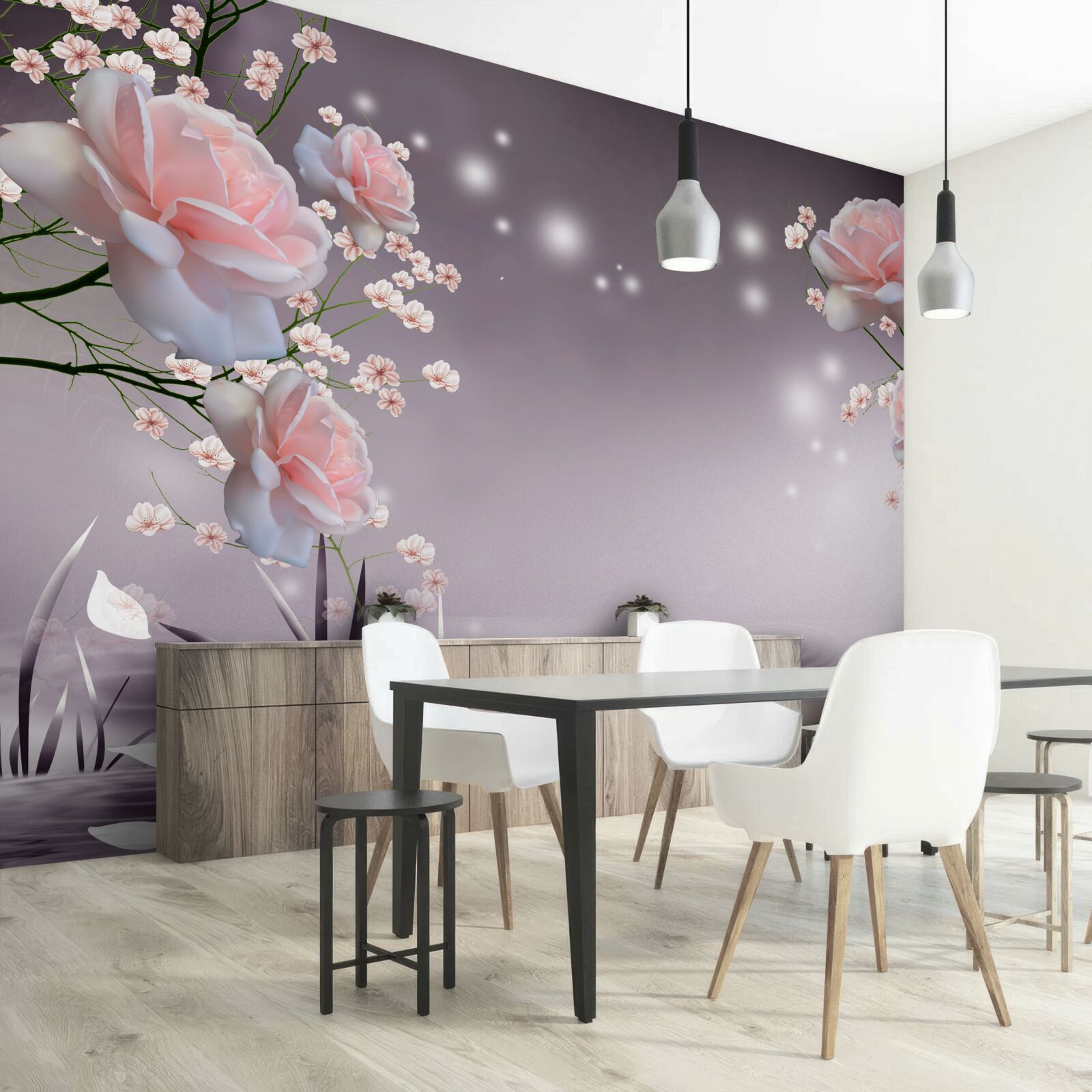 Fototapeten Blumensträuße und ein Sternenraum