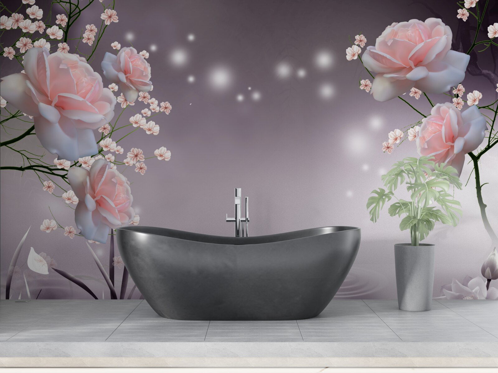 Fototapeten Blumensträuße und ein Sternenraum