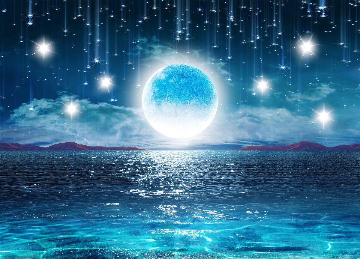 Fototapeten Die Sterne und der Mond sind in voller Phase