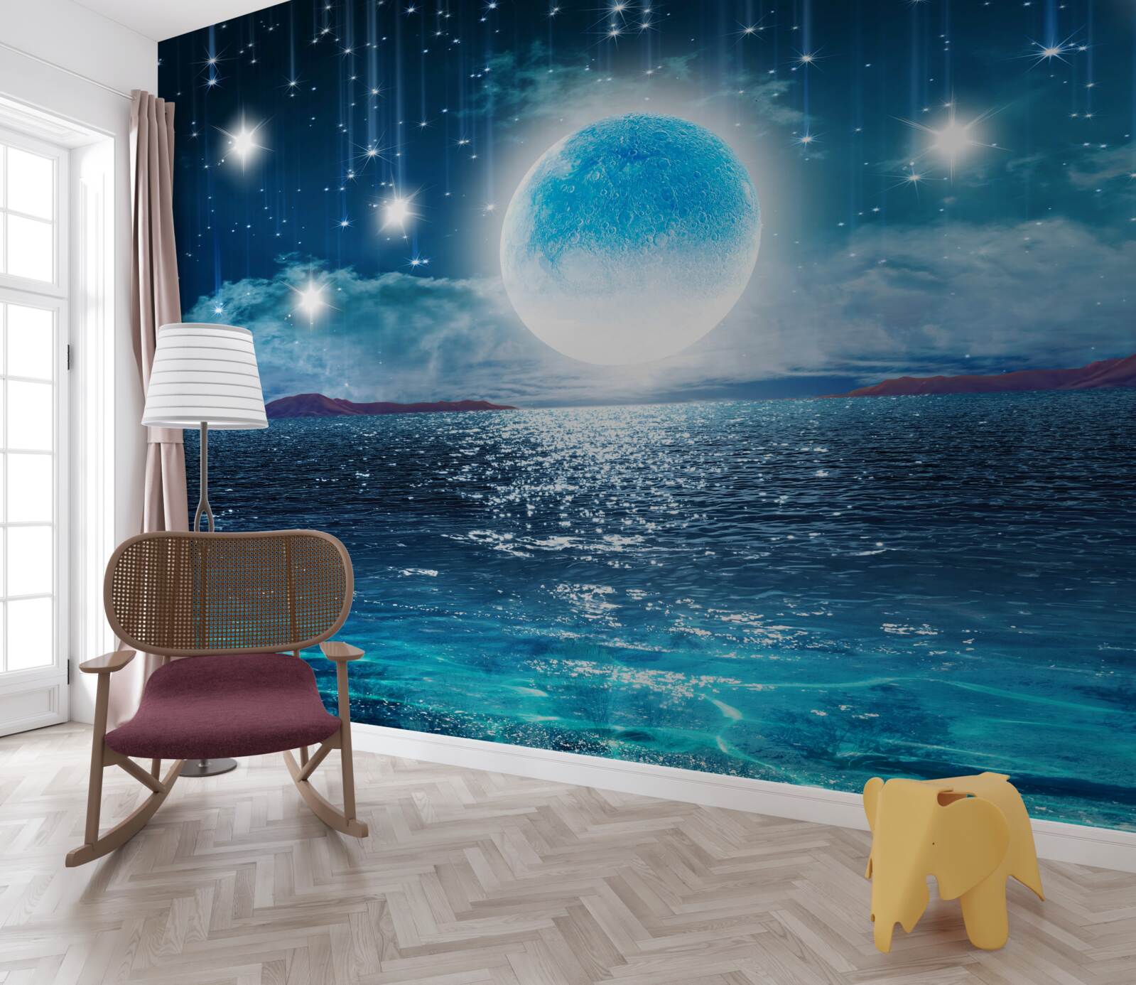 Fototapeten Die Sterne und der Mond sind in voller Phase