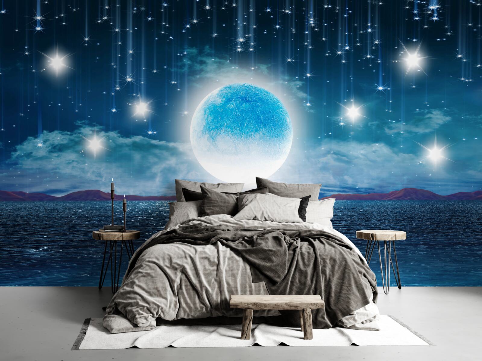 Fototapeten Die Sterne und der Mond sind in voller Phase