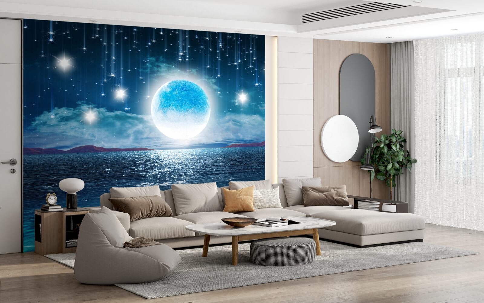 Fototapeten Die Sterne und der Mond sind in voller Phase
