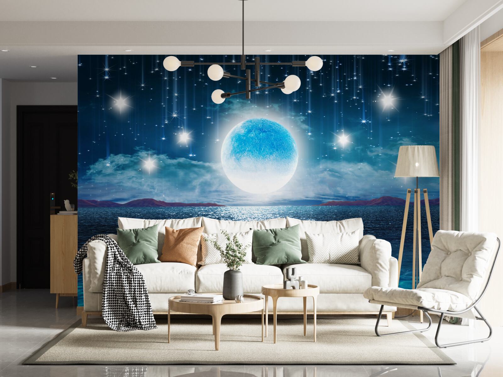Fototapeten Die Sterne und der Mond sind in voller Phase
