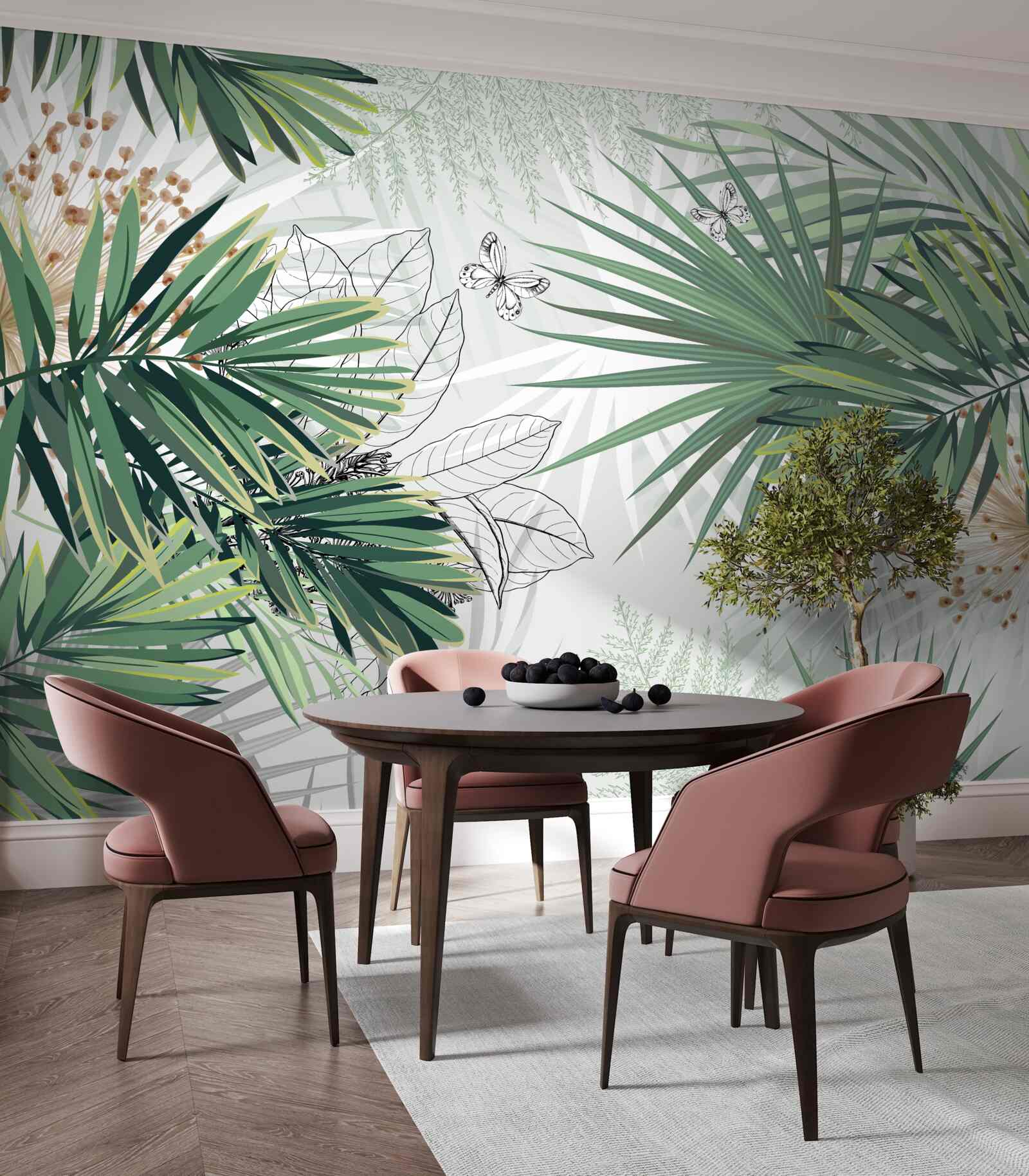 Fototapeten Korridor, Baum und Wohnzimmer