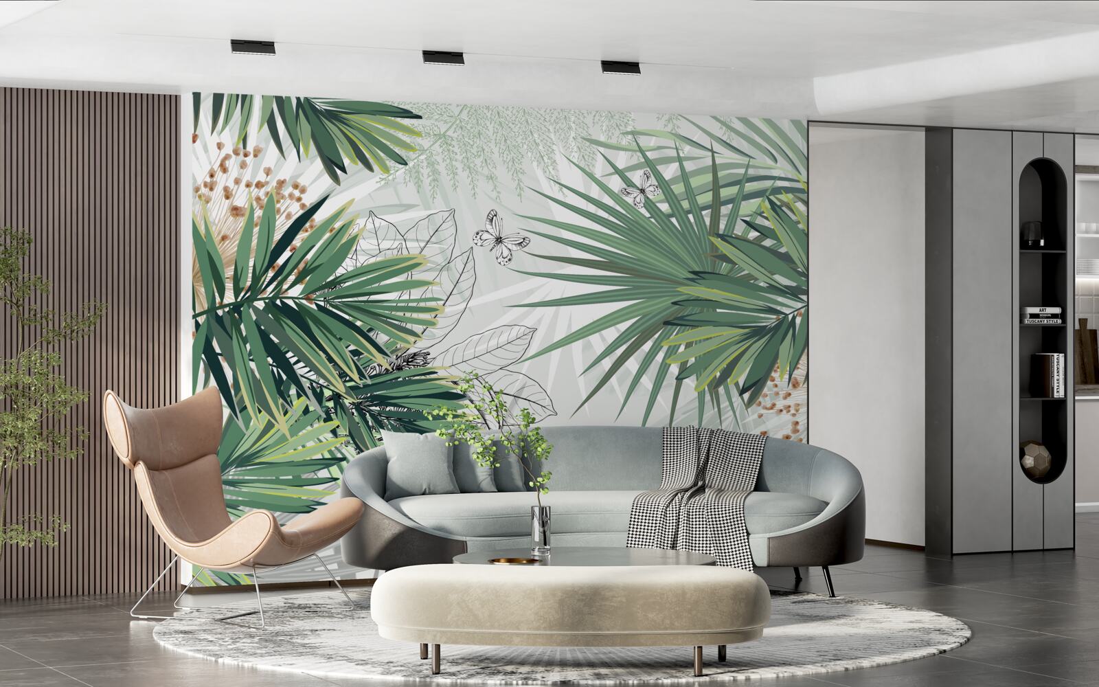 Fototapeten Korridor, Baum und Wohnzimmer