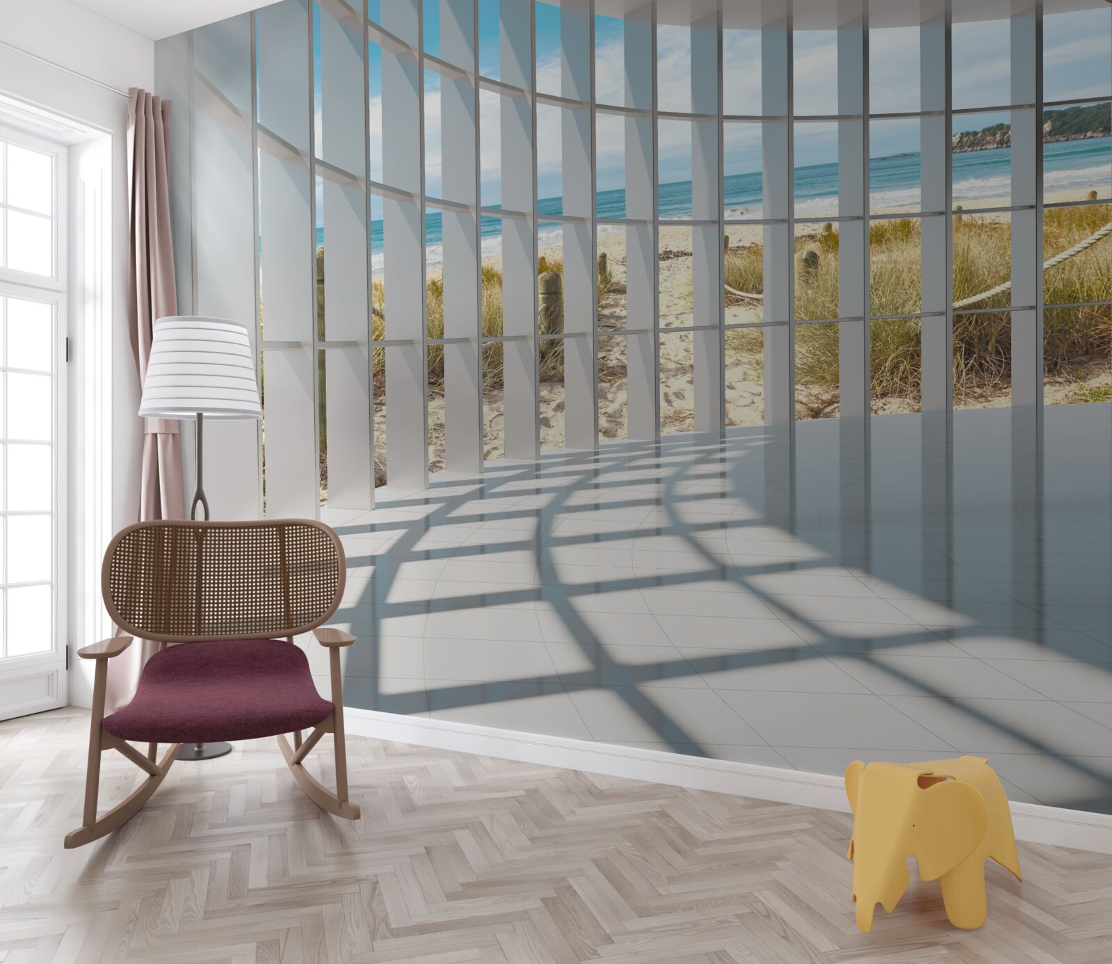 Fototapeten 3D -Beleuchtung und natürliche Elemente der Wanddekoration