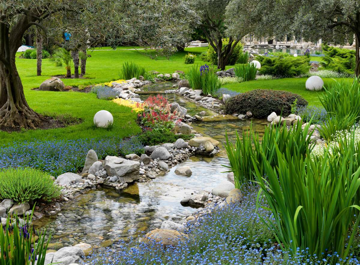 Fototapeten Der japanische Garten ist wie eine Oase