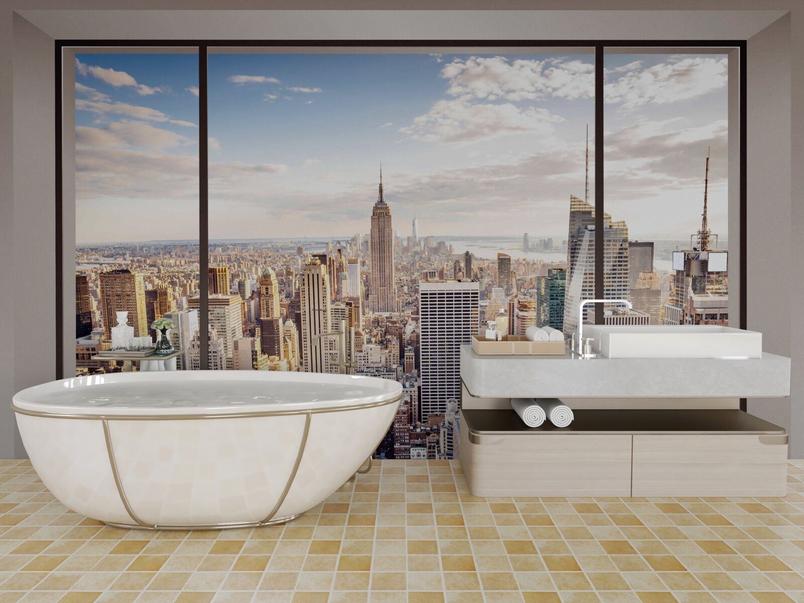 Fototapeten Blick vom Fenster nach New York