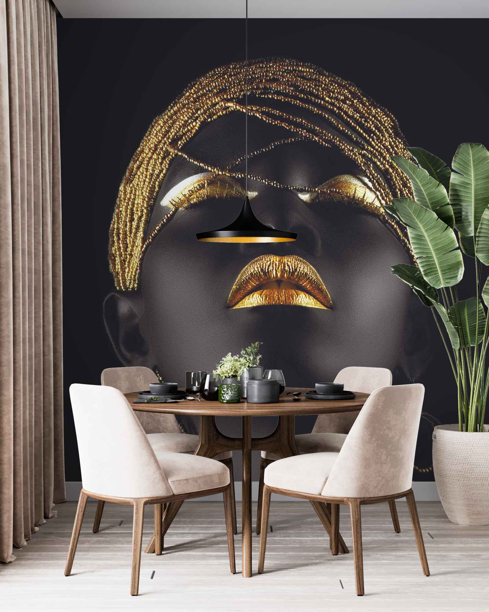 Fototapeten Dame mit goldenem Schmuck