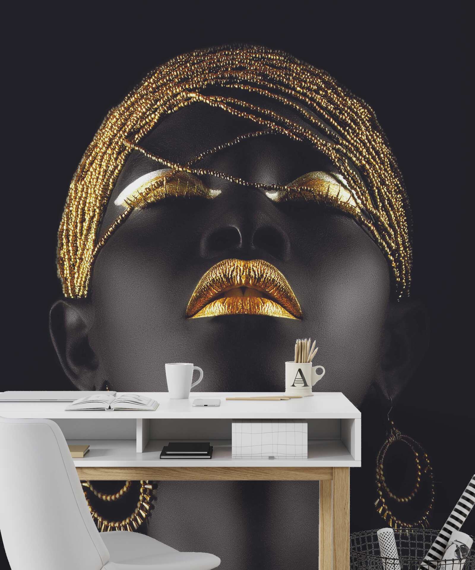 Fototapeten Dame mit goldenem Schmuck