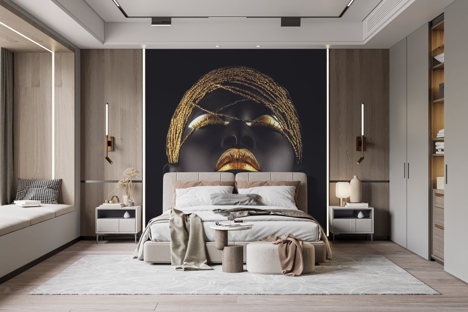 Fototapeten Dame mit goldenem Schmuck