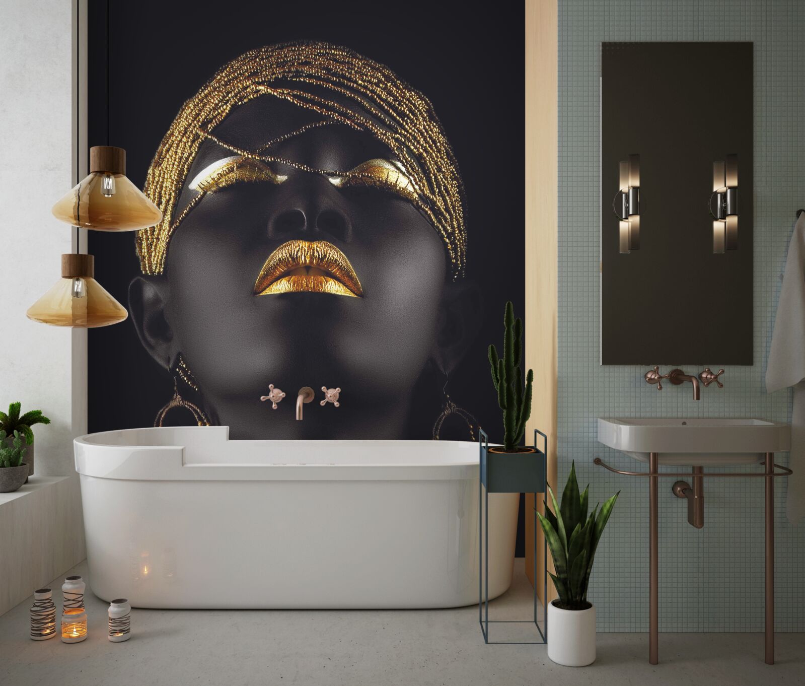 Fototapeten Dame mit goldenem Schmuck